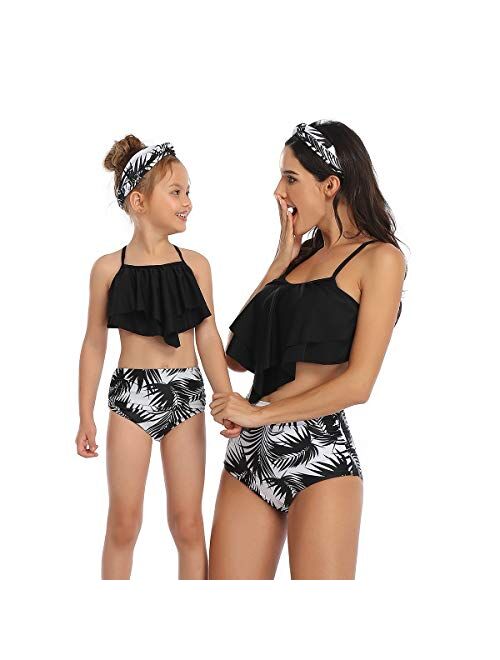 Girls Kids Swimsuit Two Pieces Bikini Set Ruffle Falbala Swimwear Bathing Suits Swimwear