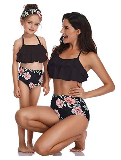 Girls Swimsuits for Women High Waisted Bathing Suit Family Matching Swimsuit Mommy and Daughter Swimwear tini Sets