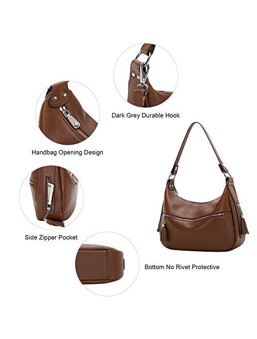 OVER EARTH Womens Handbags Soft Leather Hobo Shoulder Bag Ladies Crossbody Tote Purses with Tassel