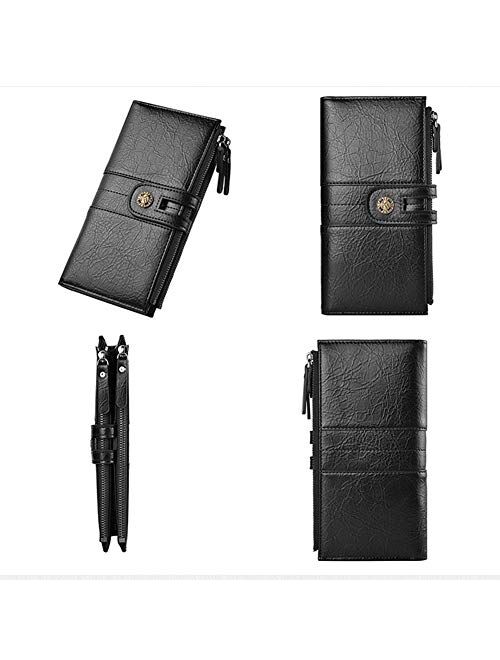Aeeque Mens Phone Wallet, Leather Long Coin Purse Bag Card Holder Wallet for Men
