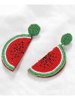 Red & Green Watermelon Slice Drop Earrings