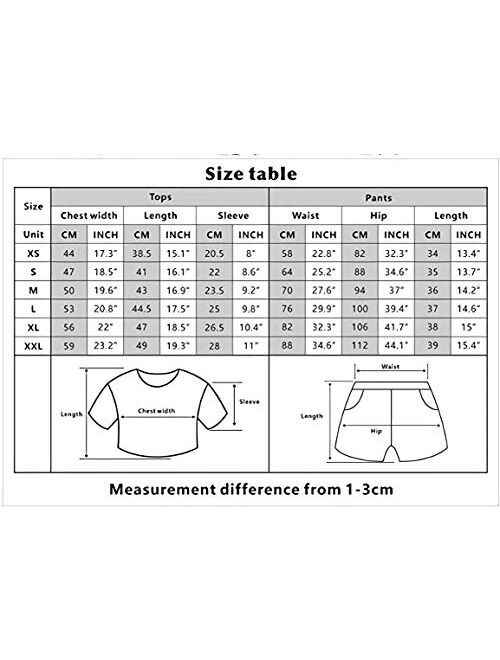 HONIEE Women’s TIK Tok Crop Top T-Shirt with Shorts 2pcs Set Tracksuit Sportswear Suit for Girls