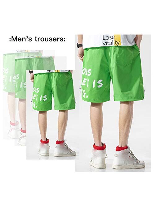 MOKEWEN Men's Light Candy Color Elastic Waist Cargo Jogger Shorts with Pocket