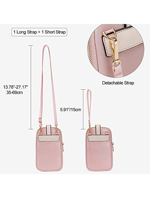Aeeque Small Cell Phone Bag for Women, Fashion Vintage Lightweight Leather Crossbody Purse Travel Single Shoulder Bag Zipper Wallet Clutch Handbag Messenger Bag, Gift for
