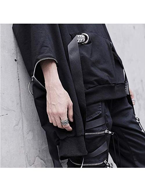 HONIEE Men’s Streetwear Cargo Hoodie with Pocket Long Sleeve Hoodies Pullover
