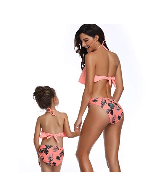 Mardonskey Girls One Piece Bathing Suit Hawaiian Ruffle Swimsuits Kids Beach Swimwear for Vacation 2-14 Years