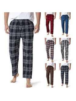 Men's Flannel Plaid Soft Knit Pajama Pants Sleep Lounge Pant
