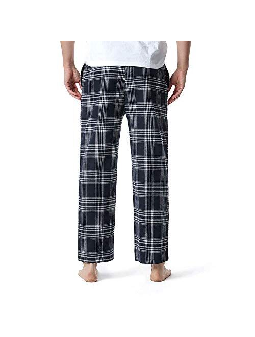 HONIEE Men's Flannel Plaid Soft Knit Pajama Pants Sleep Lounge Pant