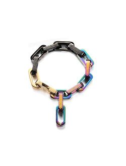 Men's Stainless Steel Link Bracelet Ion-Plated Colorful/Black/Sliver