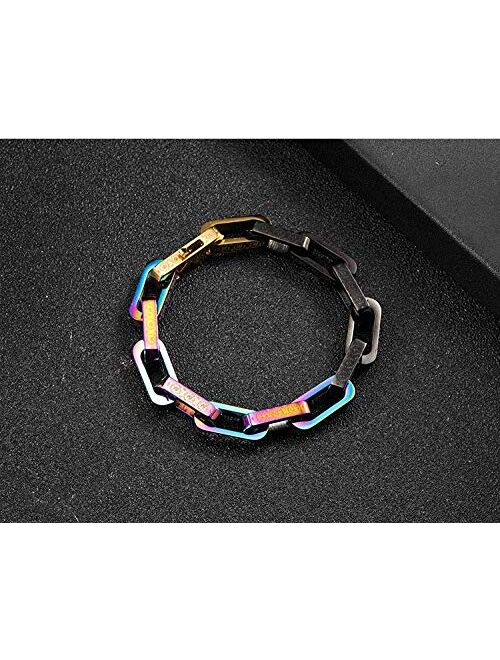 HONIEE Men's Stainless Steel Link Bracelet Ion-Plated Colorful/Black/Sliver