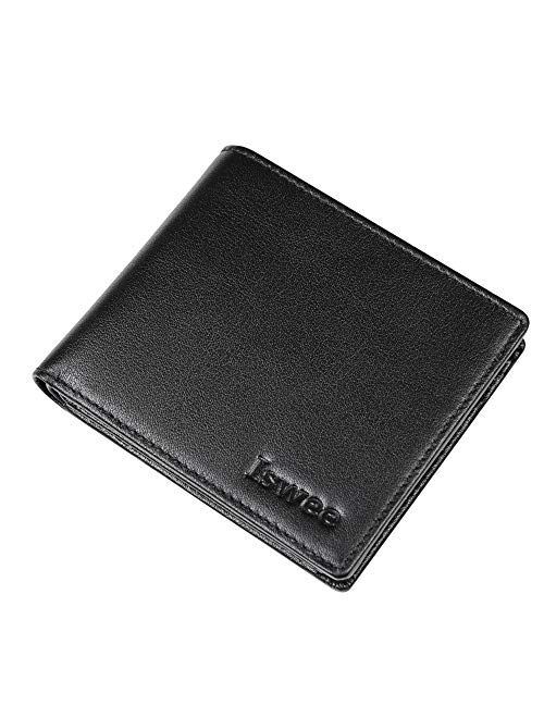 Iswee Wallets For Men RFID Blocking With ID Window RFID Blocking Leather Trifold Wallets