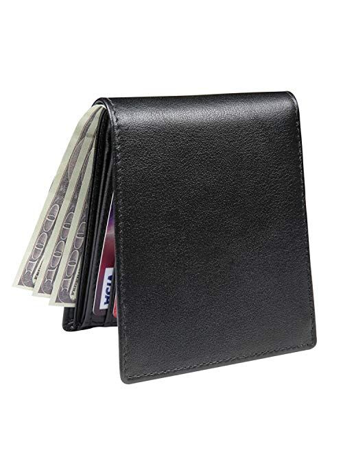 Iswee Wallets For Men RFID Blocking With ID Window RFID Blocking Leather Trifold Wallets