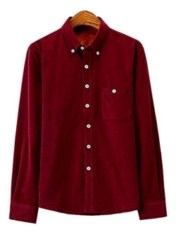 Men's Slim Fit Long Sleeve Solid Flannel Fleece Shirt Jackets
