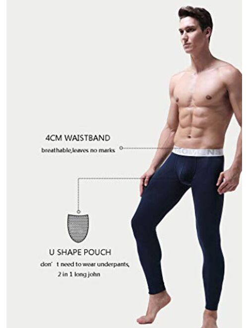 HONIEE Men's 2 in 1 Ultra Soft Thermal Underwear Bottoms