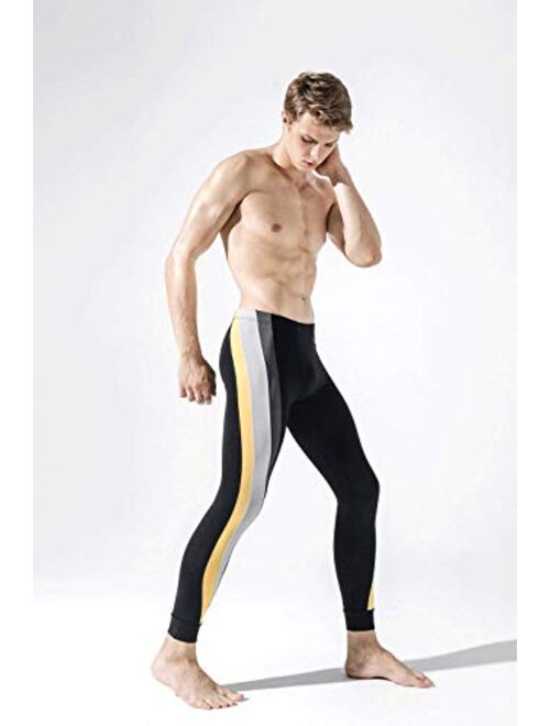 HONIEE Men's Thermal Underwear Color Blocking Long Johns Compression Pants