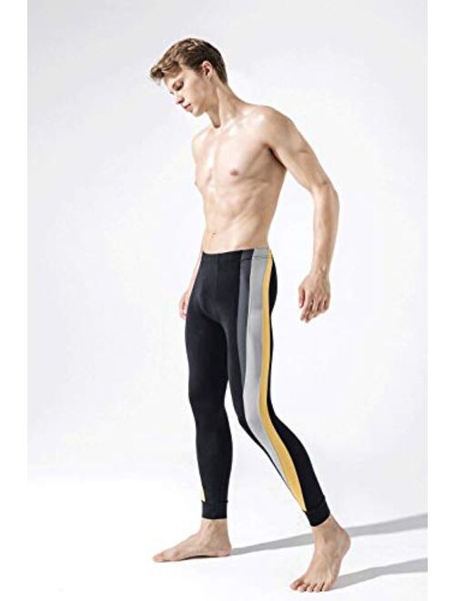 HONIEE Men's Thermal Underwear Color Blocking Long Johns Compression Pants