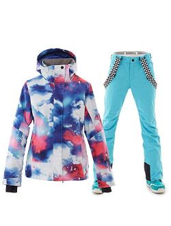 Women's Ski Snowboard Jackets Pants Set Windproof Waterproof Snow Jacket Ski Suits Rain Jacket