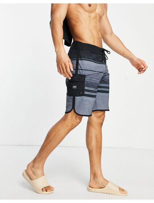 Billabong 73 Stripe Pro board shorts in black