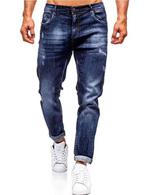 HONIEE Men's Slim Fit Jeans Skinny Jeans Stretch Ripped Tapered Leg Denim Pants