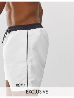 BOSS Star Fish swim shorts in white Exclusive at ASOS