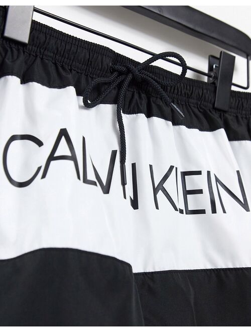 Calvin Klein short drawstring large logo swim shorts in black