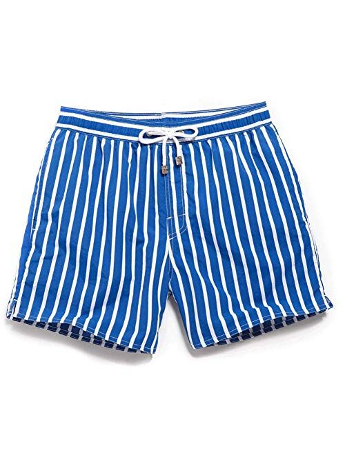 HONIEE Mens Swim Trunks Quick Dry Swim Shorts with Mesh Lining Stripe Swimwear Bathing Suits