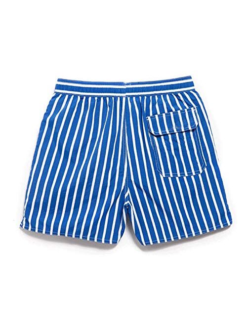 HONIEE Mens Swim Trunks Quick Dry Swim Shorts with Mesh Lining Stripe Swimwear Bathing Suits
