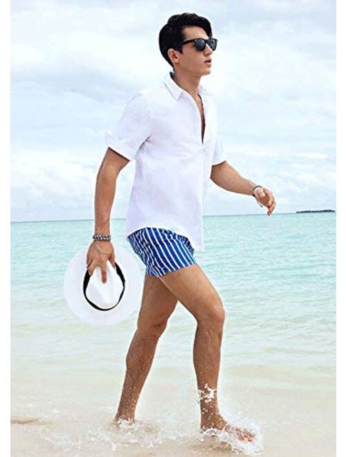 HONIEE Mens Swim Trunks Quick Dry Swim Shorts with Mesh Lining Stripe Swimwear Bathing Suits