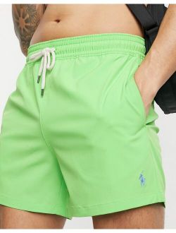 player logo slim fit swim shorts in lime