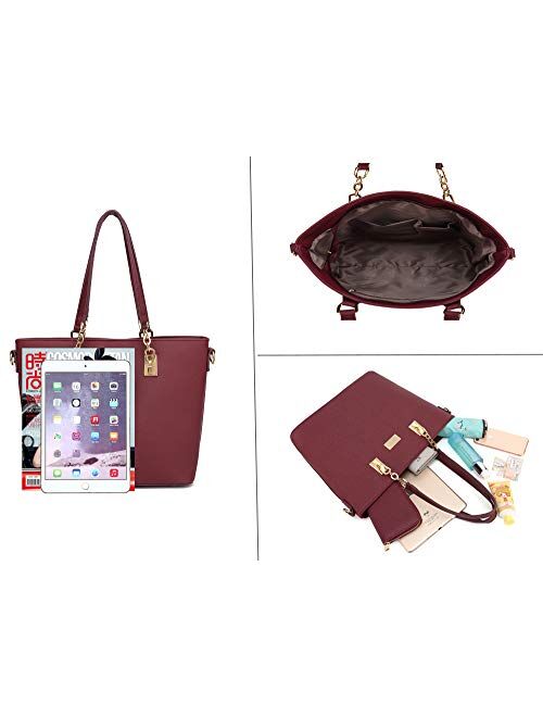 Gift Set Purses for Women Top Handle Satchel Handbags Shoulder Bag Messenger with Wallet 3 PCS Handbags for Women
