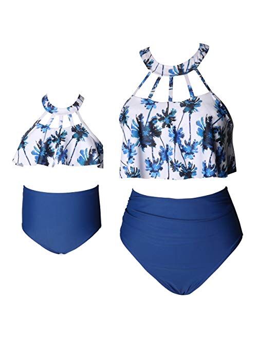 Uhnice Girls Swimsuit Mother and Daughter Swimwear Family Matching Bathing Suit