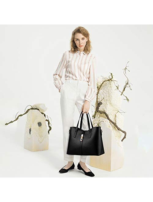 TIBES Fashion Women's PU Leather Handbag Shoulder Bag Purse Card Holder 4pcs Set Tote