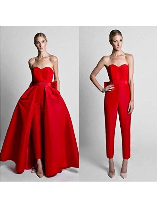 Emmani Women's Strapless Party Jumpsuits with Detachable Skirt