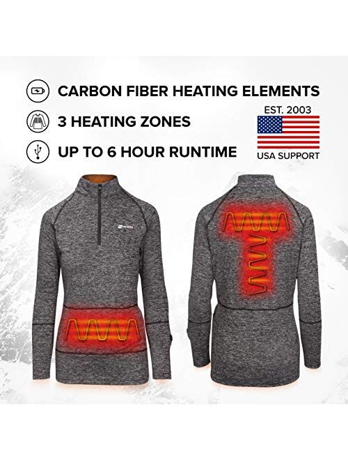 Buy Venture Heat Women's Heated Shirt Thermal Underwear with Battery Pack -  Long John, 1/4 Zip Electric Base Layer, Nomad online