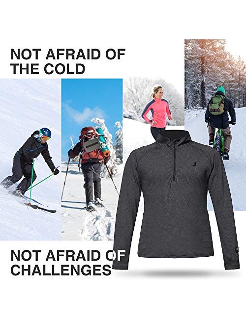 J JINPEI Heated Thermal Zip Pullover for Men Women,with 3000mAh Rechargeable Batteries Base Layer