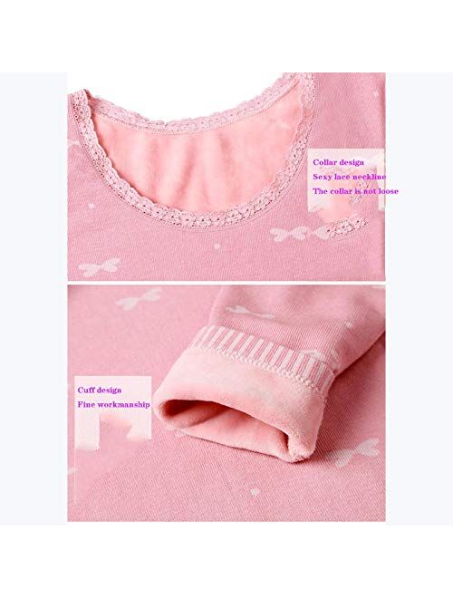 ZPEE Thermal Underwear Thermal Underwear Women Plus Velvet Thickening Suit Winter Sexy Body Home Clothes Comfortable Slim Winter Thermal Underwear (Color : Pink)