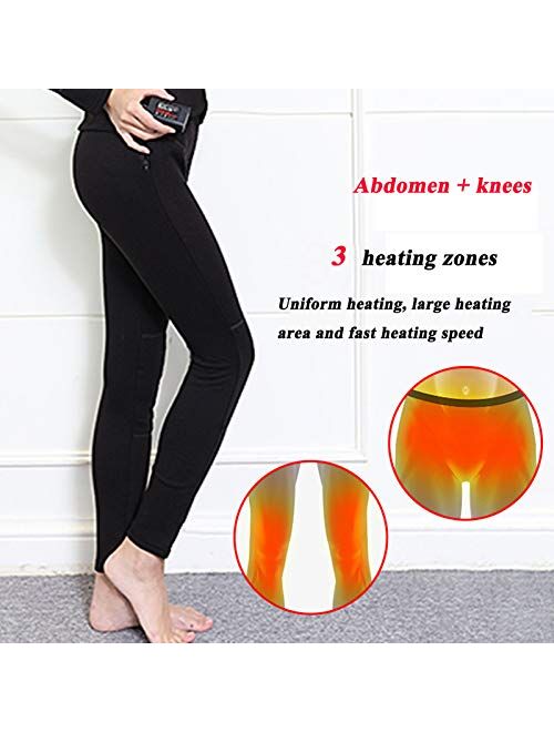 Heated Thermal Underwear for Women, Intelligent Temperature Control Electric Heating Cotton Pants+Shirt
