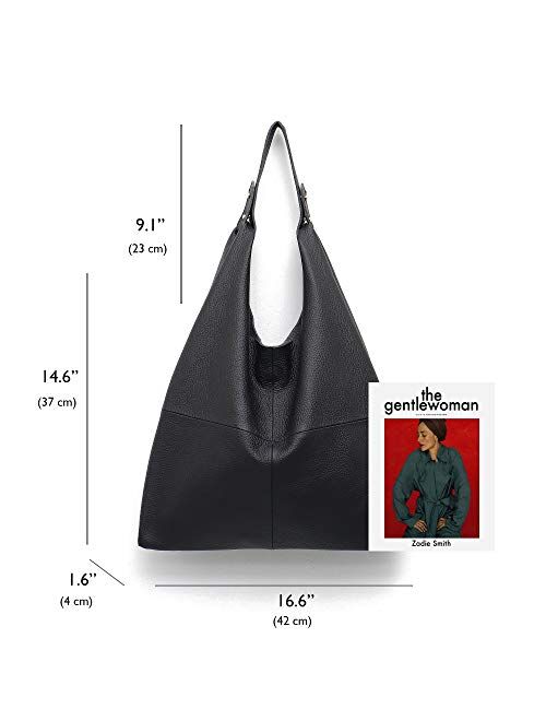 Women's Handbag STEPHIECATH Genuine Leather Slouch Hobo Shoulder Bag Large Casual Handmade Tote Vintage Snap Shopping Bags