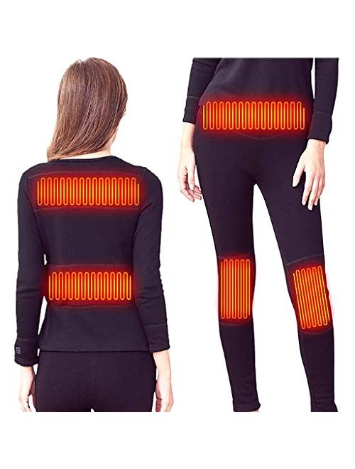 Lixin Winter Outdoor Electric Heated Thermal Underwear Set Temperature Adjustments Clothing Warm Suitable for Men and Women,Black,XXL