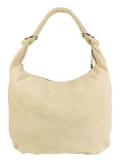 Girly Handbags Hobo Italian Suede Genuine Leather Shoulder Bag