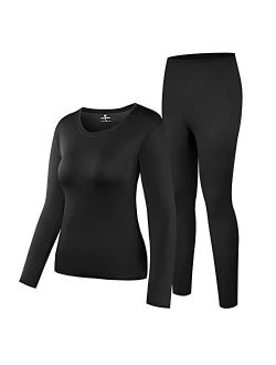 XYXH Thermal Underwear for Women, Thermal Warm Underwear Top and Pant Set, Ultra Soft Thermal Underwear Long, Crew Neck Comfortable Windproof Durable - for Hiking Running