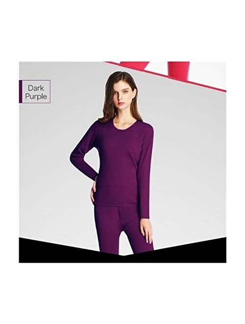 QWERBAM Womens Thermal Underwear Sets Thick Plus Winter Warm Thermo Underwear Stretch Cloth (Color : Rose Purple, Size : L.)