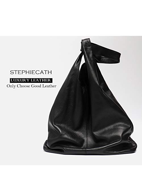 Women's Hobo Handbag STEPHIECATH Italian Genuine Leather Slouchy Shoulder Bag Large Casual Vintage Style Tote Bags