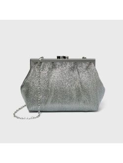 Estee & Lilly Shimmer Pouch Kiss Lock Clasp Clutch - Silver