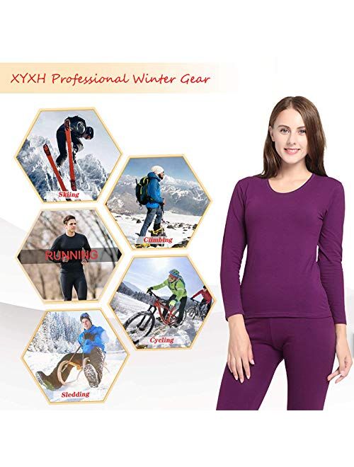 XYXH Thermal Underwear for Women Winter, Thermal Men's Base Layer Long Set, Thermal Pants, Thermal Top, Machine Wash Smooth Breathable Crew Neck - for Running Skiing Hiki