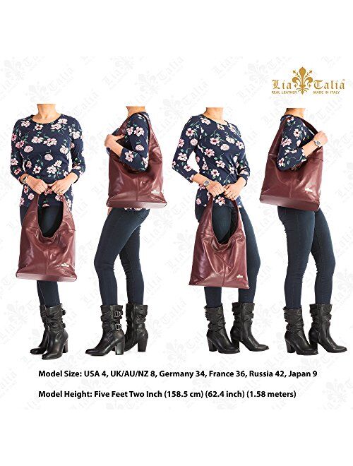 Liatalia Womens Large Hobo Bag - Leather Shoulder Handbag Italian Soft Leather - OLIVIA