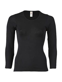Women's Thermal Base Layer Top - Lightweight Moisture Wicking Organic Merino Wool Silk Undershirt (EU 34-36 | Extra Small, Navy Blue)