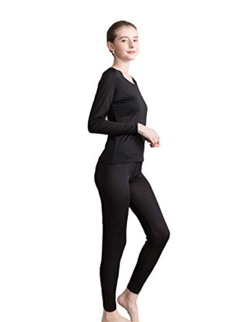 CLC Women's Wool Mulberry Silk Knitted Thermal Underwear Pajama Set