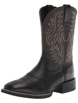 Sport Wide Square Toe Western Boots Mens Country Leather Work Boot