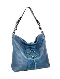 Blue Kaitlynn Leather Shoulder Bag